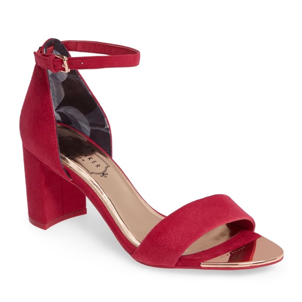 Ted Baker Shea Suede Ankle Strap Sandal in Cerise